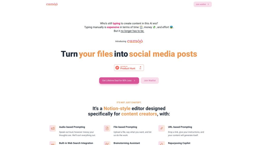 CAMOO: Turn Voice, Thoughts & Files into Text Content