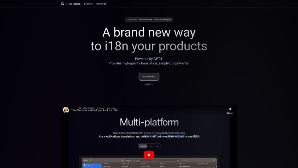 I18n Studio: GPT4 iOS, macOS, Android, JS Localization Tool