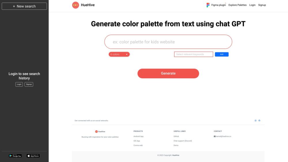 HueHive: Color Palette Creation & Exploration with ChatGPT : AI-Powered Palettes