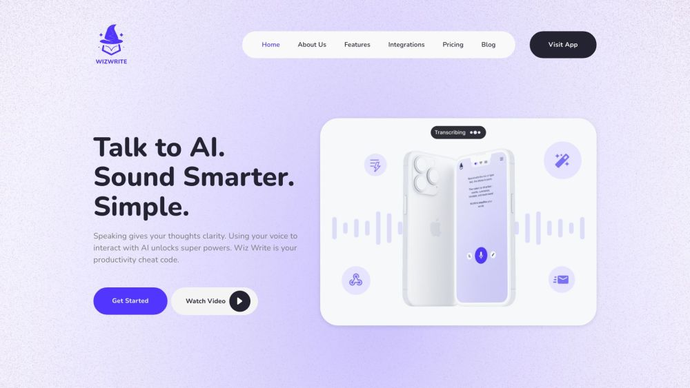 Wiz Write: AI Voice Transcription & Custom Actions for Productivity