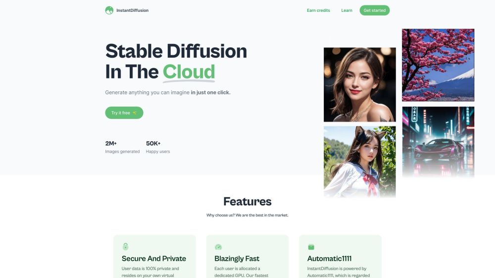 InstantDiffusion: Fastest Stable Diffusion Cloud with Powerful AI