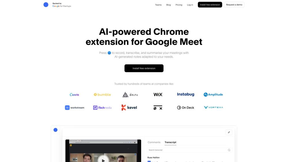 Bluedot: AI-Powered Chrome Extension for Automated Meeting Notes