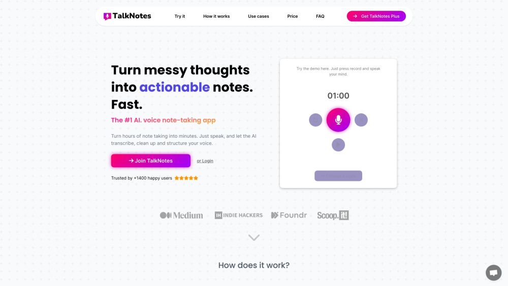 TalkNotes: AI Voice Transcription, 50+ Languages, Free Trial, Clean Transcripts