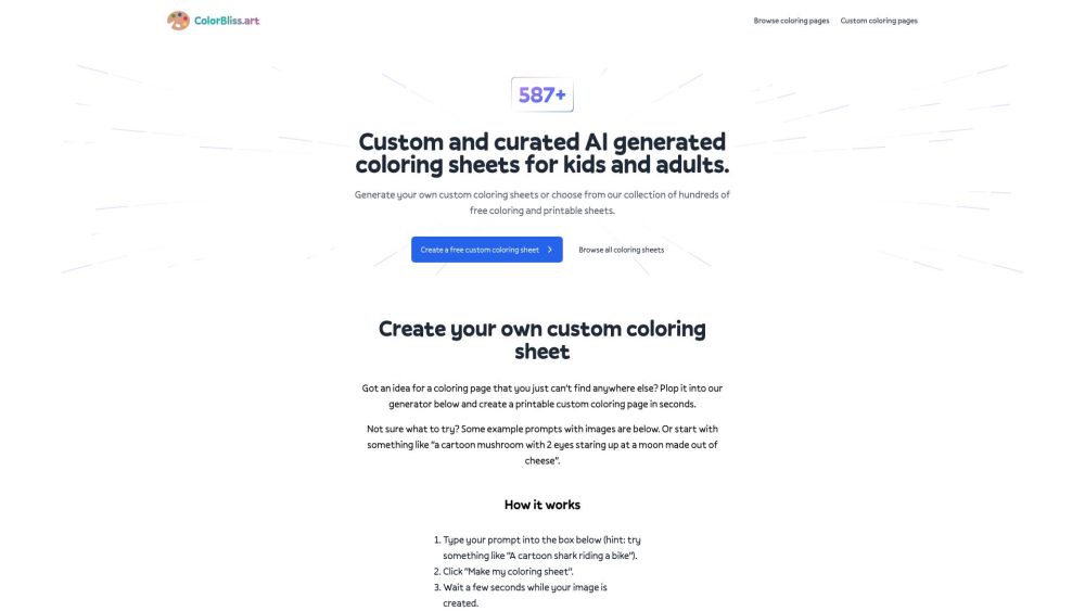 ColorBliss.art: Custom & Free Printable Coloring Sheets Platform