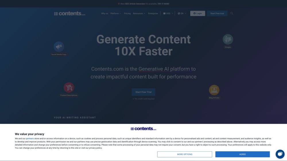 Contents.com : AI-Driven SEO, Fast Content Creation : Marketers Empowerment