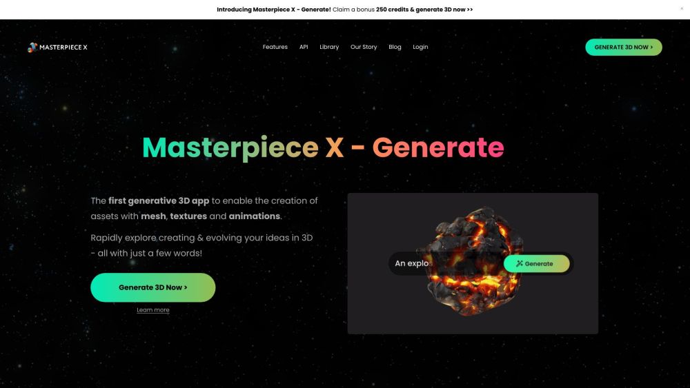 Masterpiece X: 3D Creation, AI Mesh & Animation for Modern Creators