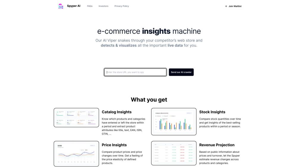 Spyper AI: AI-Powered Crawler for Catalog Insights & Stock Tracking : Indexes web-store, provides insights, tracks price and stock changes.