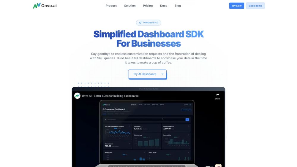 Onvo AI: Efficient Dashboard & Report Builder SDK with AI Prompts