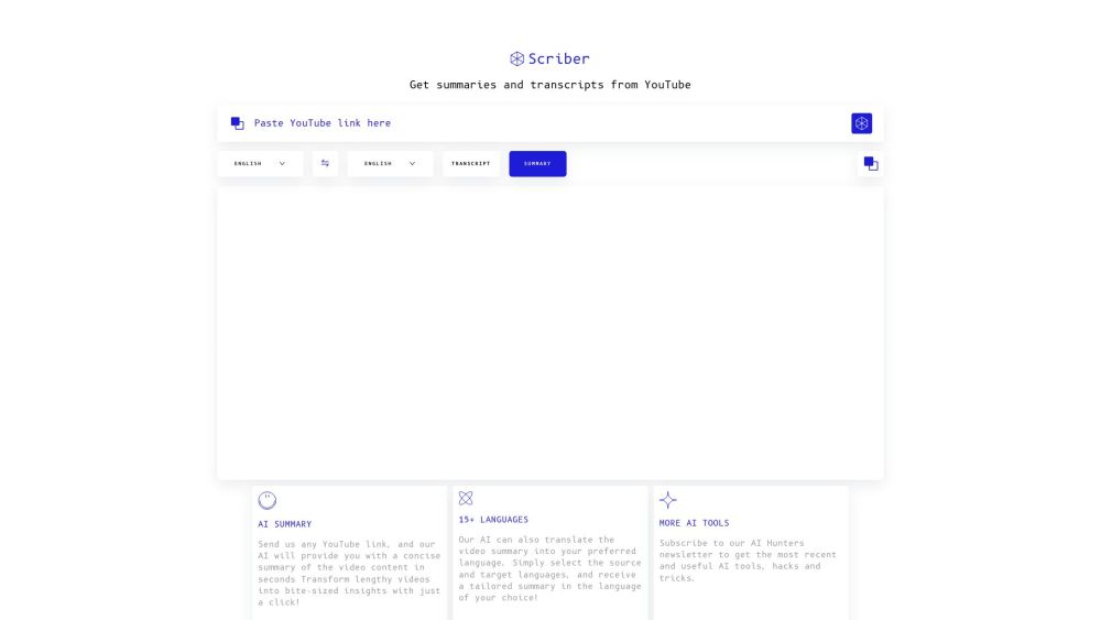 Scriber: Summarize & Transcribe YouTube Videos Online