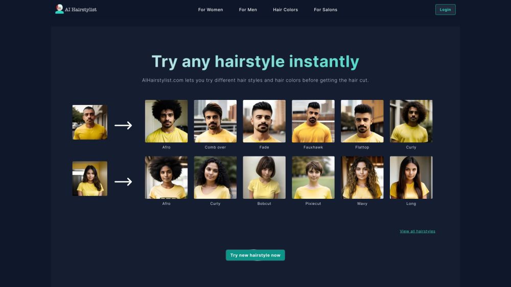 AIHairstylist.com: Virtual AI Hair Color & Style, Instant Hairstyles