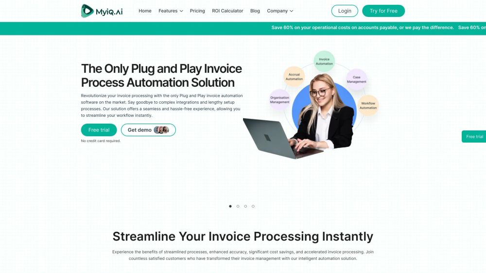 MyiQ.Ai: AI Invoice Automation, 1000/min, 60% Cost Saving, 11x Productivity