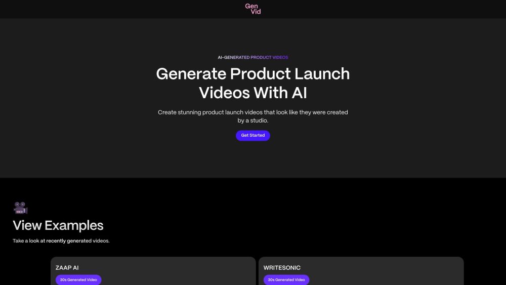 GenVid: AI-Powered Demo & Launch Videos for Your Software - Engaging AI