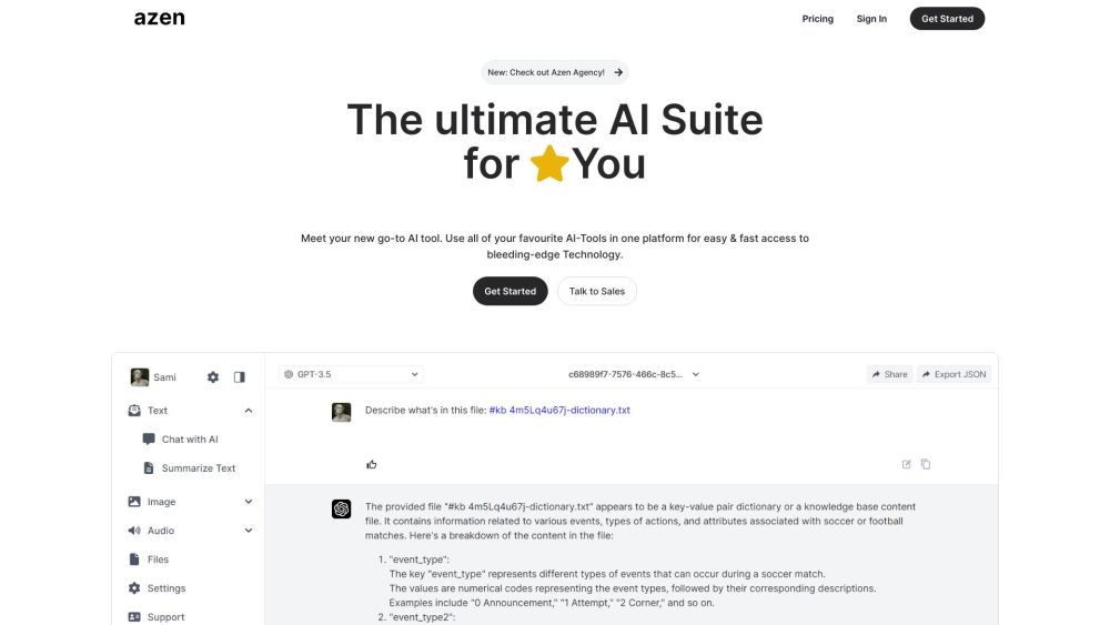 Azen: Free AI Platform with ChatGPT, DALL·E 2, ElevenLabs Tools