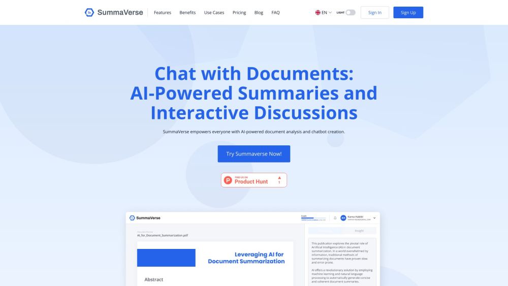 SummaVerse: AI-Powered Document Summarization and Understanding