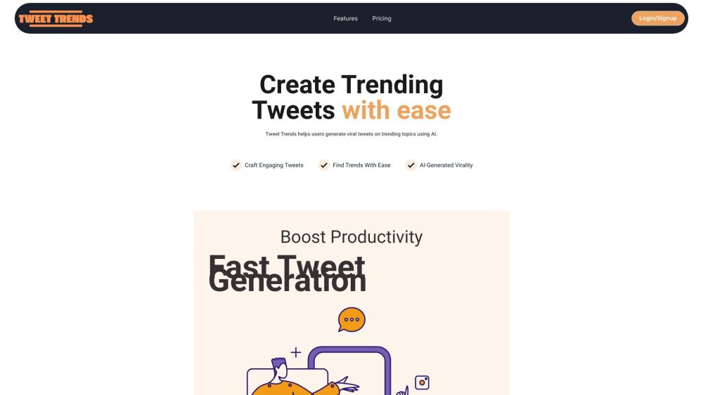 TrendTweet: Effortlessly Create Viral Tweets on Today's Trends