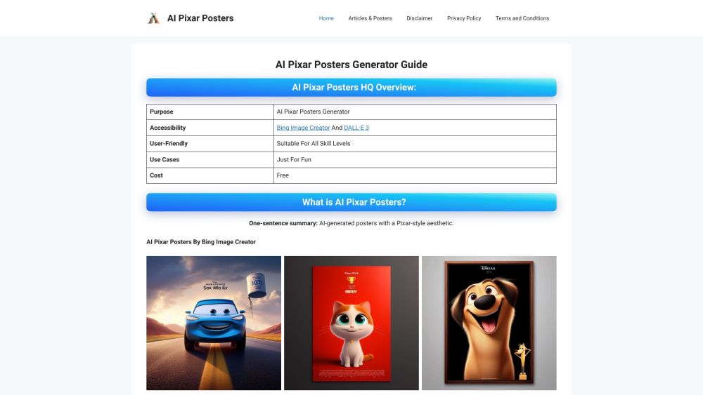 AI Pixar Posters Generator: AI Tech Creates Pixar Art