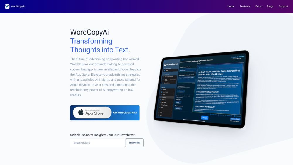 WordCopyAi: Streamline Ad Copy with AI on iOS