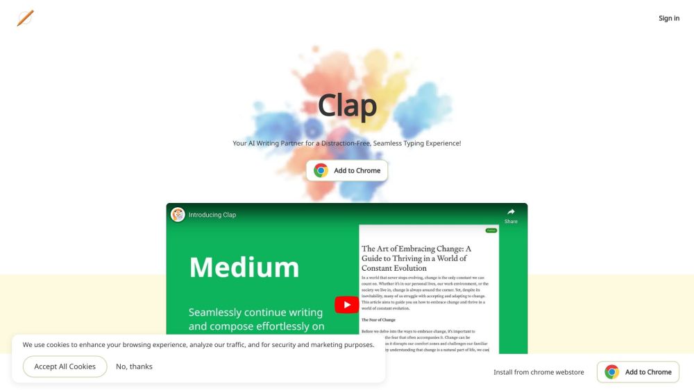 Clap: AI Writing Assistant for Web Text Editors - Seamless Typing