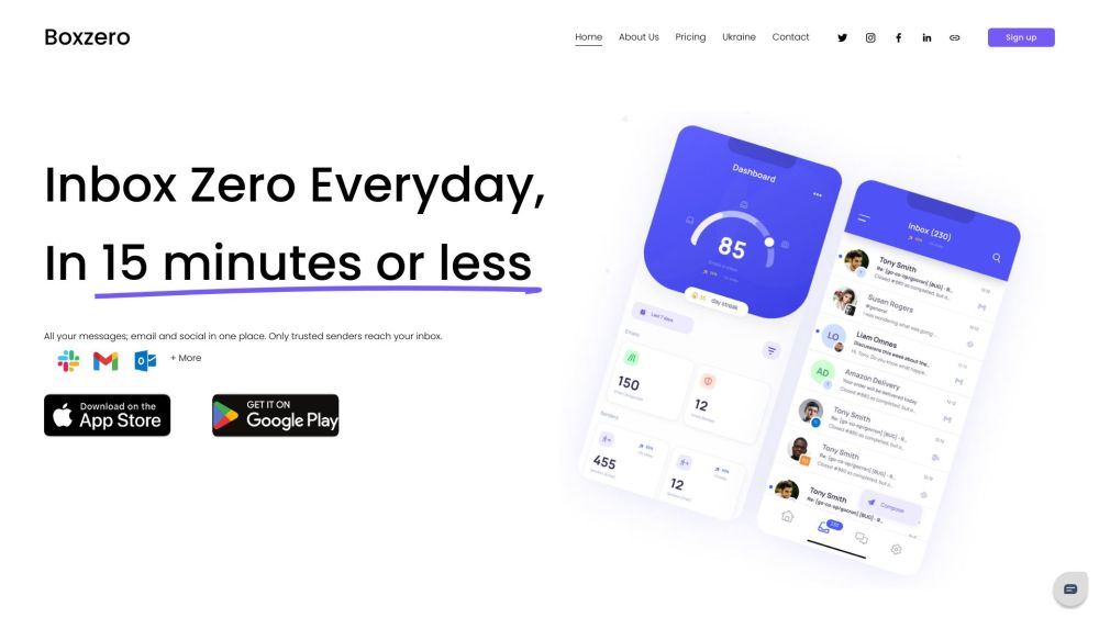 Boxzero: Ultimate Hub for Email, Social Services & Enhanced Productivity