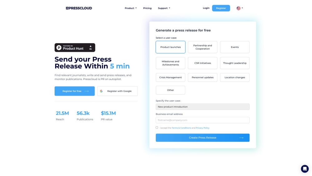 Presscloud.ai: Swift PR Creation, Smart Targeting