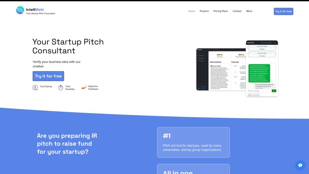 Intelliwebi: AI Startup Pitch Consultant for Funding Success