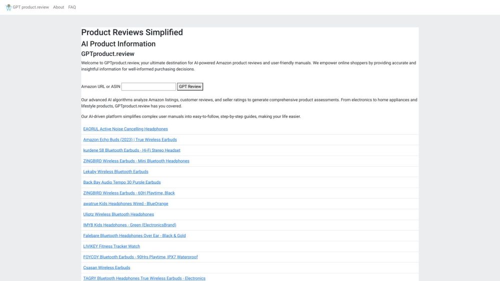 GPTproduct.review: AI Reviews & Easy Guides for Amazon Products