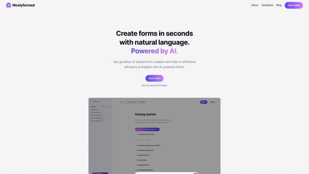 Nicelyformed: AI-Powered Platform for Instant Beautiful Forms