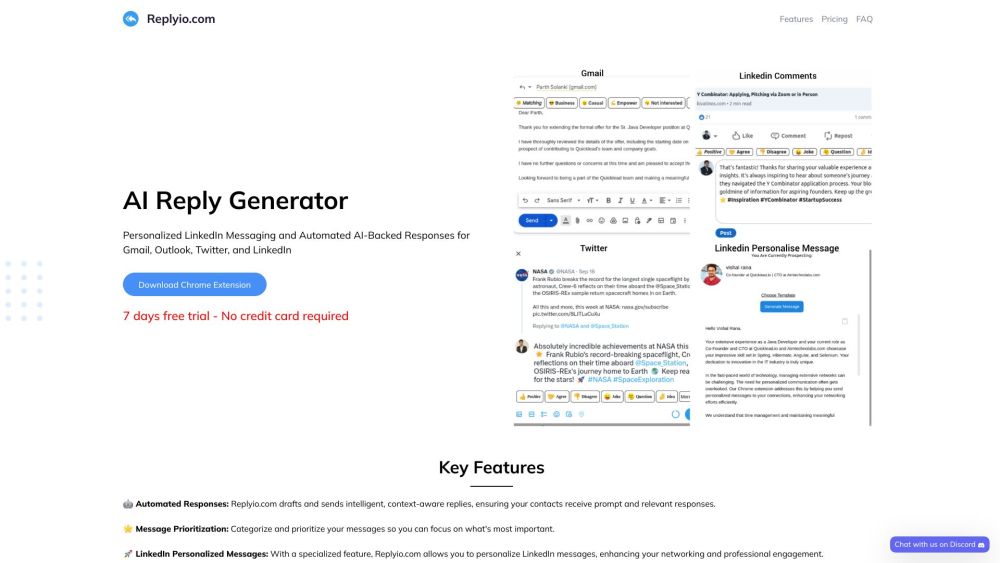 Replyio.com: AI Response Generator for Gmail, Outlook & Social Media