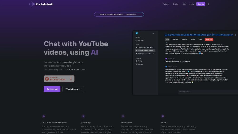 PodulateAI: AI Tools for Extending YouTube Functionality