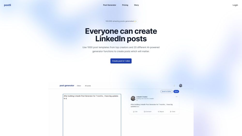 Postli: AI-Driven LinkedIn Post Creator With 100+ Templates