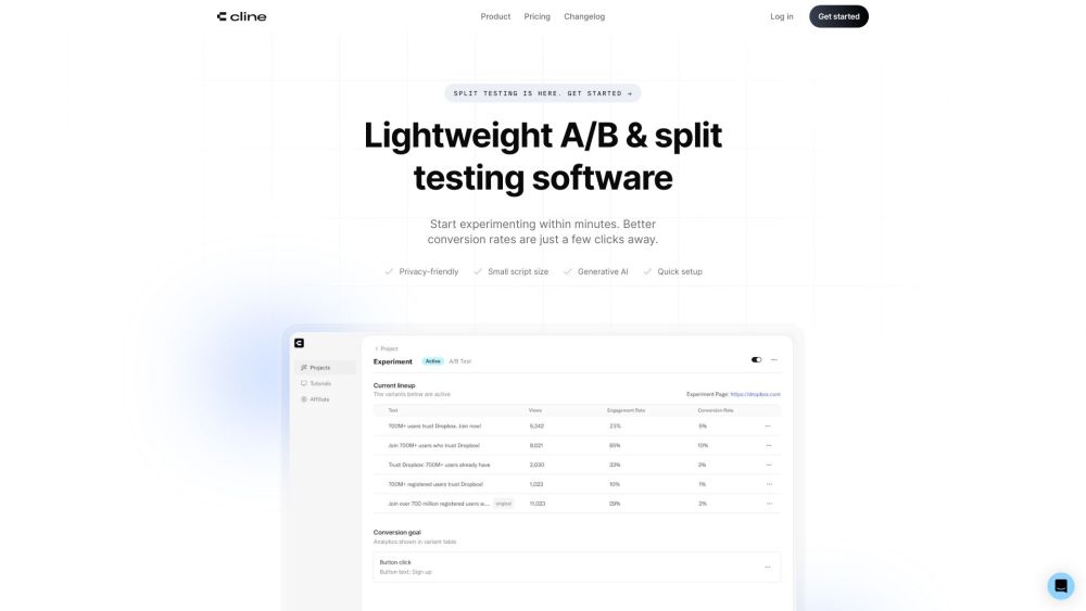 Cline: Lightweight A/B & Split Testing Software Solution