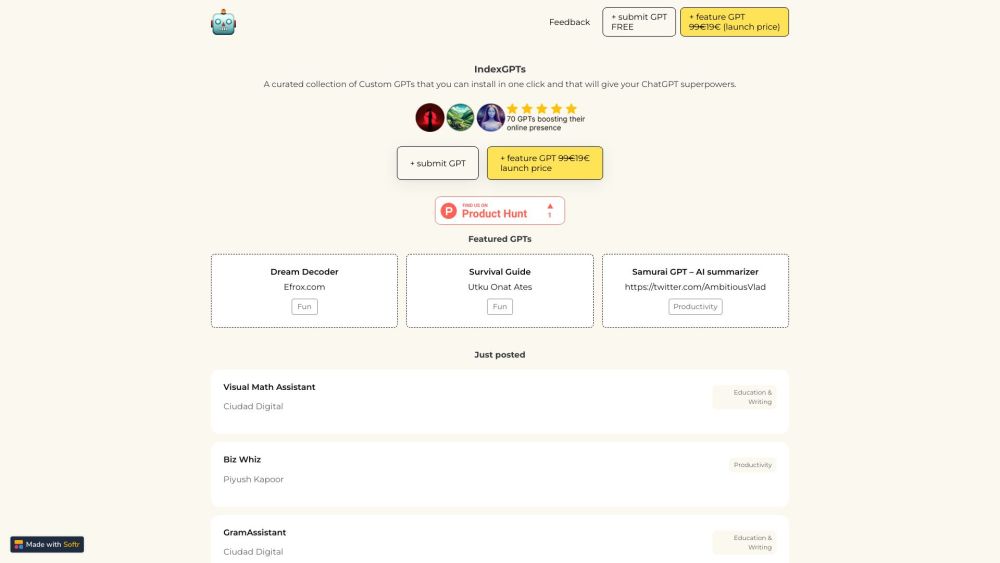 IndexGPTs: Comprehensive Index for Customized ChatGPT Solutions