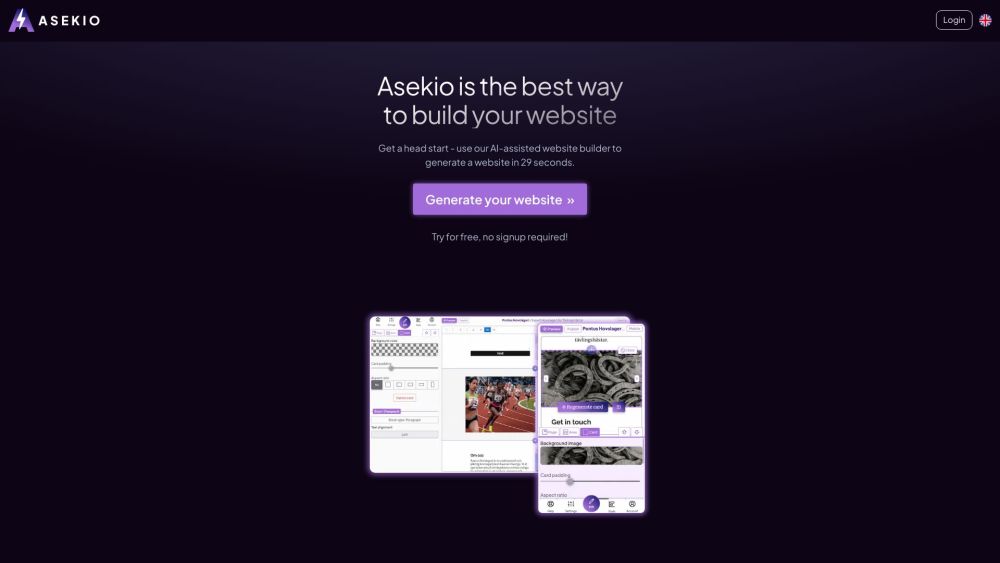 Asekio - AI Website Builder: Free, No Login, Mobile-Friendly, Domain Included