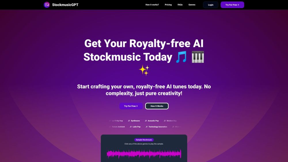 StockmusicGPT: AI Royalty-Free Music, Wide Genres & Custom Options