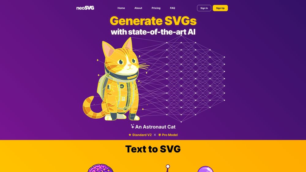 neoSVG: AI Tool for Converting Text Prompts to SVG Vectors