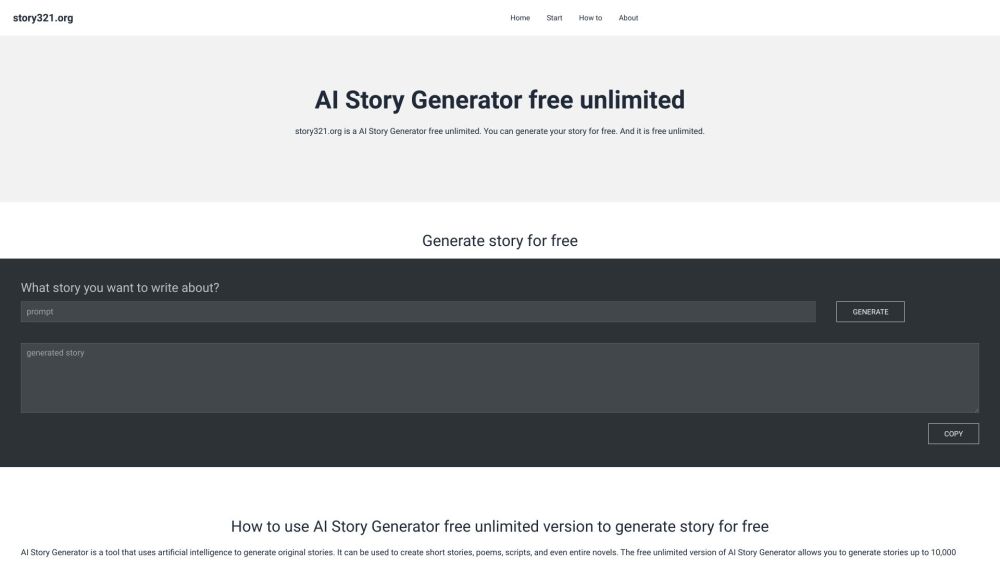 Story321.org : AI Story Generator - Free, Unlimited Use & Unlimited Stories