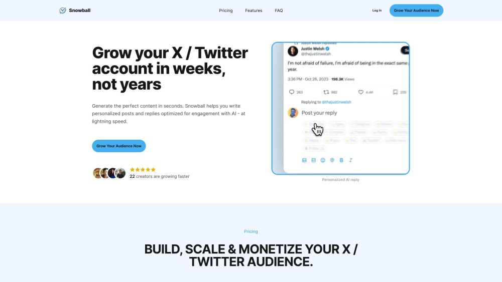 Snowball: Rapid, Personalized AI Content for X/Twitter Growth