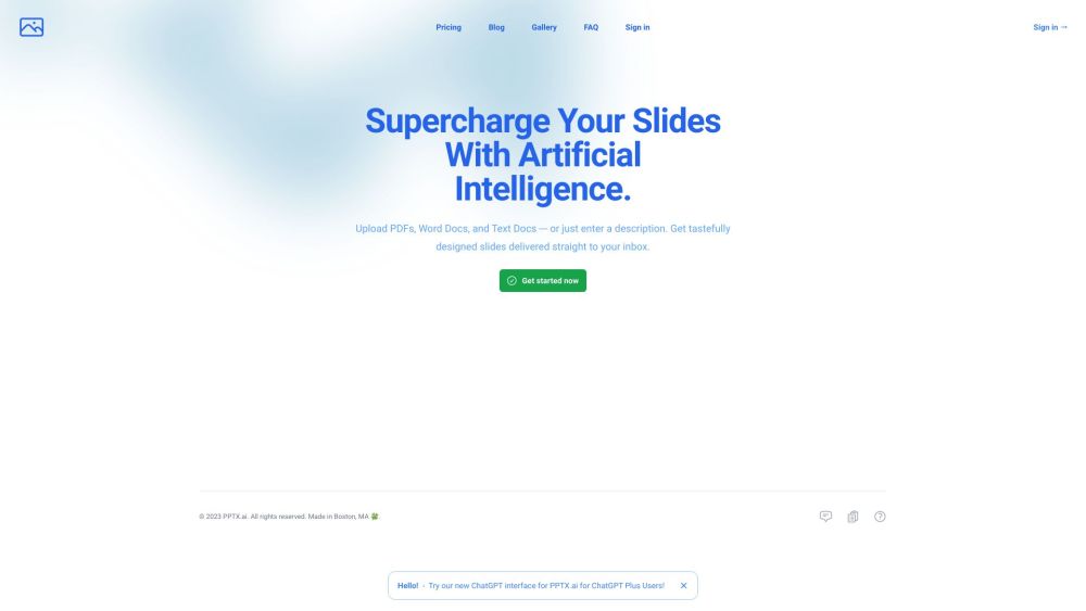 PPTX.ai: Create Slides from Docs or Text Descriptions Effortlessly