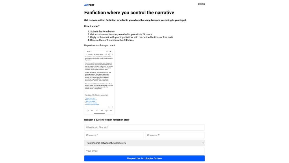 AltPlot: AI Fanfiction Generator : Control the Narrative of Your Story