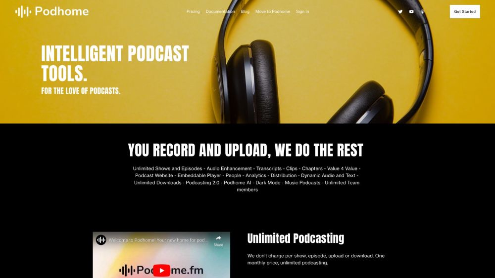 Podhome: Unlimited Hosting & Intelligent Tools for Podcasts