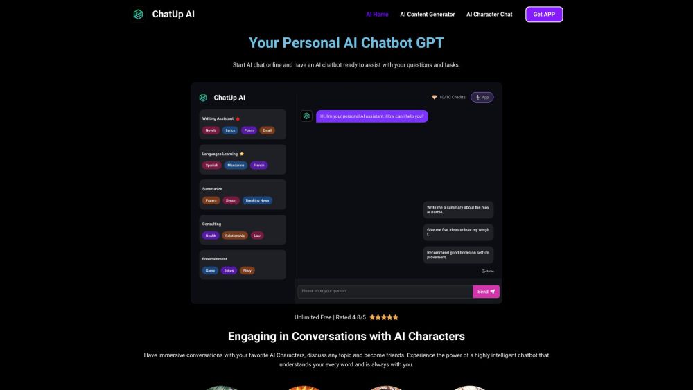 ChatUp AI: Personal Chatbot GPT for Online AI Assistance - Start Chat