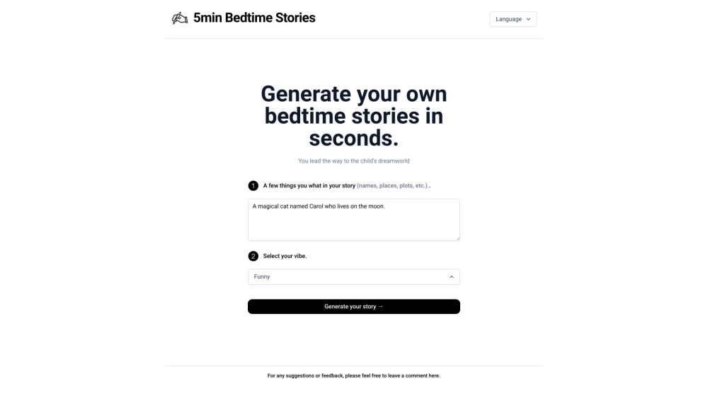 5minute Bedtime Stories: Generate Your Own Tales in Seconds