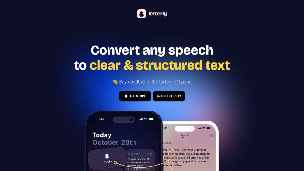 Letterly App: AI Speech to Text for Emails, Social Posts, & Notes