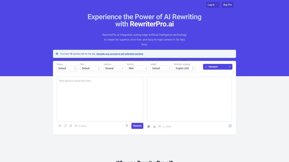 RewriterPro.ai: Superior AI Content, Error-Free, Fast, and Unique