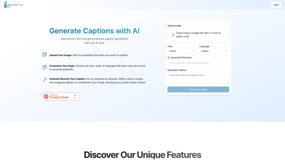 Caption Cue: AI Tool for Engaging Social Media Captions