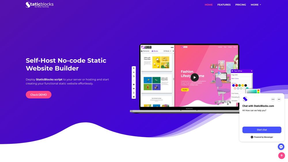 StaticBlocks: AI, No-Code Website Builder, SEO-Optimized, Drag-and-Drop