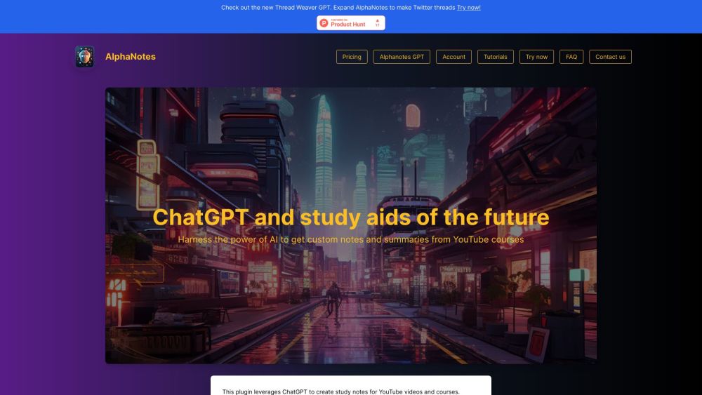 AlphaNotes : AI ChatGPT Plugin for YouTube & Web Summaries