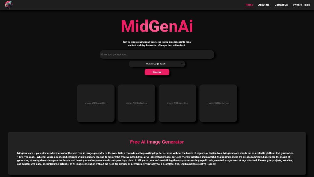 MidGenAI : AI Transforms Text into Visual Content Effortlessly