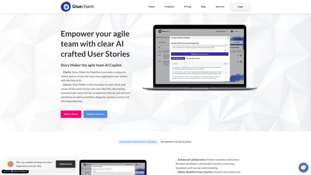 Gluecharm: AI-Crafted User Story Maker - Empower Agile Teams Effectively