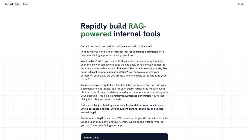 RagHost: Rapid AI-Powered Tool Building for Internal Use : Fast, Efficient